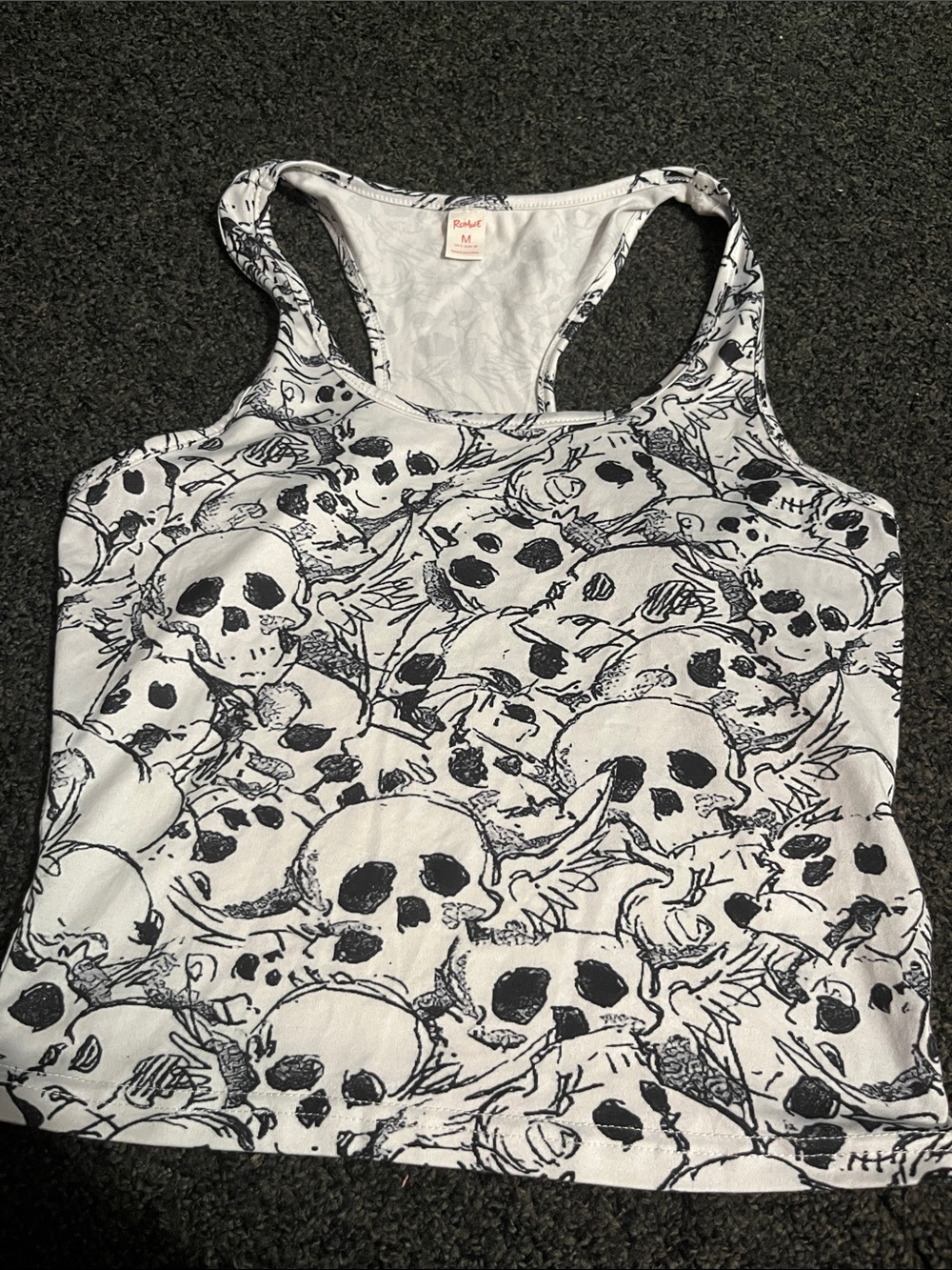 ROMWE White Tank with Black Skull Print - Women’s